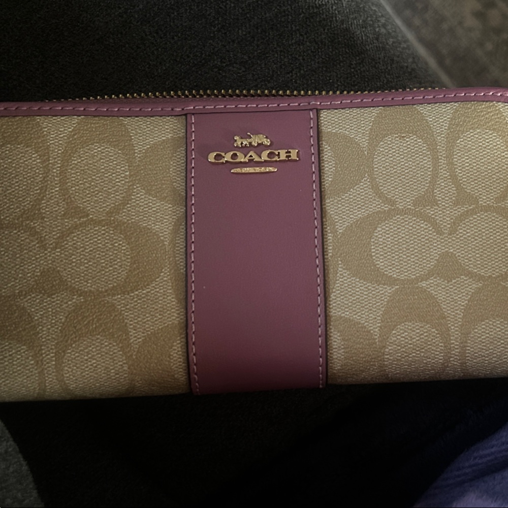 Coach Beige and Purple Wallet